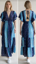 Load image into Gallery viewer, Bohemian Maxi Dress with V-Neck & Flowy Sleeves