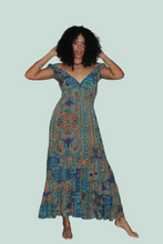 Load image into Gallery viewer, Long dress five frills short sleeves

