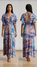 Load image into Gallery viewer, Bohemian Maxi Dress with V-Neck &amp; Flowy Sleeves
