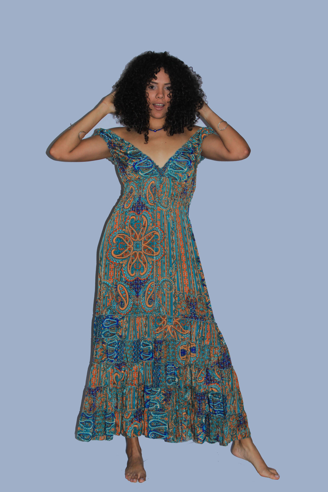 Long dress five frills short sleeves
