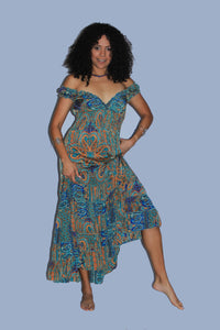 Long dress five frills short sleeves